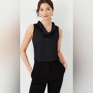 NWT Ann Taylor Black Cowl Neck Top L